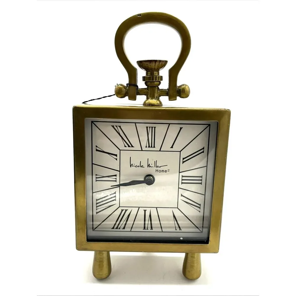 Nicole Miller Home Gold Retro table or mantle Clock 11”x6”